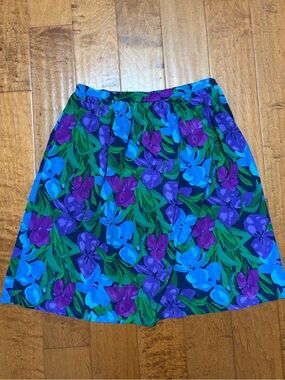 Vintage handmade vibrant floral midi skirt